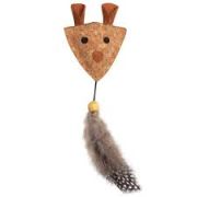 TRIOL Игрушка для кошек из пробки «Мышка с перьями» 65/180 мм