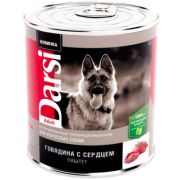 DARSI Консервы для собак с чувствительным пищеварением говядина с сердцем 0,85 кг