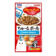 INABA Ball Лакомство-топинг для кошек, шарики с нежным пюре, тунец Кацуо 3 шт*0,01 кг