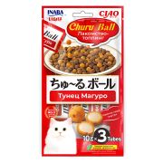 INABA Ball Лакомство-топинг для кошек, шарики с нежным пюре, тунец Магуро 3 шт*0,01 кг