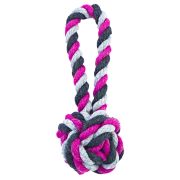 DUVO+ Игрушка для собак веревочная «Мяч с ручкой», розовая, 9 cм