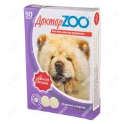 ДОКТОР ЗОО Лакомство для собак с добавлением биотина со вкусом лосося, 90 таб