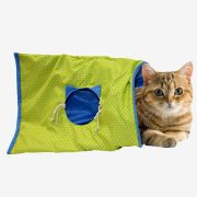 DUVO+ Игрушка для кошек мягкая «Тоннель шуршащий» зелёно-синий 50x38x0.5см