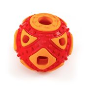 SkyRus Игрушка для собак резиновая «Мяч для лакомств», оранжевая, 6.4x6.4x5.9см