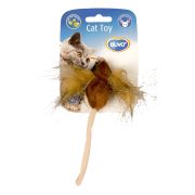 DUVO+ Игрушка для кошек «Мышка с пушистыми ушками», мягкая, с кошачьей мятой, коричневая 12,5 см