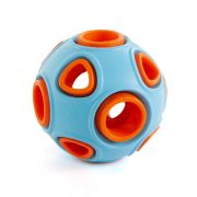SKYRUS Игрушка для собак резиновая «Мяч для лакомств», оранжево-голубая 4,8 см