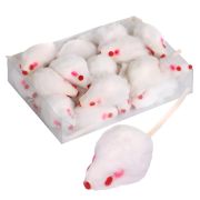 RICH BREED Мышь белая, натуральный мех с кошачьей мятой, 5*2 см 1 шт