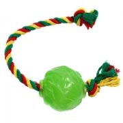 DOGLIKE Игрушка для собак мяч космос с канатом зелёный