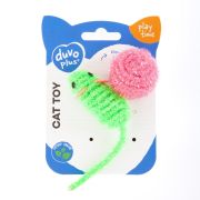 DUVO+ Игрушка для кошек нейлоновая «Мышка с шариком», салатовая, 12х2,7х2,3 см