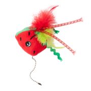 MR.KRANCH Игрушка плюшевая для кошек, Арбузик с кошачьей мятой и перышками, красная, 16 см