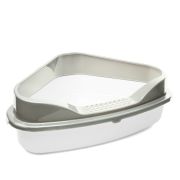 TRIOL Hygiene Туалет для кошек угловой с бортом «Дельта», белый/серый, 575*465*220 мм