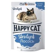 HAPPY CAT Пауч для стерилизованных кошек лосось в желе 0,085 кг