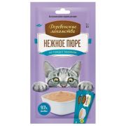 ДЕРЕВЕНСКИЕ ЛАКОМСТВА Нежное пюре для кошек из тунца с таурином 4*0,01 кг
