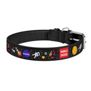 WAUDOG Design Ошейник для собак кожаный (Ш 25 мм, Дл 38-49 см, NASA) черный