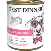 BEST DINNER SuperPemium Консервы для собак с телятиной и тыквой 0,85 кг