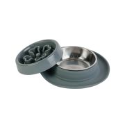 STEFAN Миска с секцией для медленного поедания корма, L, серый 0,8 л