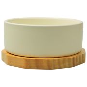 MR.KRANCH Bamboo Миска керамическая белая на подставке 470 мл