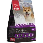 BLITZ Сухой корм для взрослых собак всех пород с лососем и рисом 1,8 кг