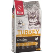 BLITZ Сухой корм для взрослых кошек с индейкой 2 кг