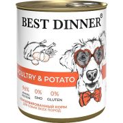 BEST DINNER SuperPemium Консервы для собак с птицей и картофелем 0,85 кг