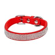 RICH BREED Ошейник, Гламур Много страз, красный, XS, 1,5*30 см
