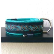 BUDDYS.TEAM Ошейник для собак, стропа 5 см 30-40 см  бирюзовый орнамент