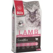 BLITZ Cухой корм для взрослых кошек c чувствительным пищеварением, с ягненком 2 кг