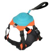 RICH BREED Шлейка-рулетка, оранжево-бирюзовый, 7-20 кг, XS, рулетка 1,3 м, шея 10,2-15, грудь 13-16,9 см