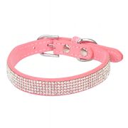 RICH BREED Ошейник, Гламур Много страз, розовый, S, 1,5*37 см