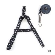 RICH BREED Шлейка+поводок с принтом, чёрный, M, 12 см