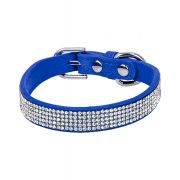 RICH BREED Ошейник, Гламур Много страз, синий, S, 1,5*37 см