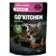 GO'KITCHEN Пауч для взрослых кошек с уткой и овощами в желе 0,085 кг