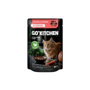 GO'KITCHEN Пауч для стерилизованных кошек с лососем и овощами в соусе 0,085 кг