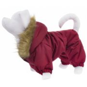 YAMI-YAMI Комбинезон для собак с капюшоном на меховой подкладке, бордовый, L, спинка 35 см