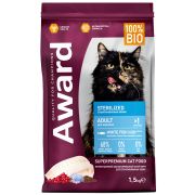 AWARD Сухой корм для взрослых стерилизованных кошек с белой рыбой 1,5 кг