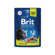 BRIT Premium Пауч для стерилизованных кошек ягненок и говядина в соусе 0,085 кг