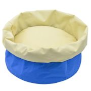 ЗООЭКСПРЕСС Лежанка «Морская» круглая с бортом водоотталкивающая ткань синий/бежевый №2 57*48 см