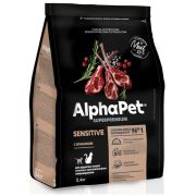ALPHA PET Сухой корм для кошек с чувствительным пищеварением, с ягнёнком 1,5 кг