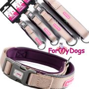 FOR MY DOGS Ошейник светоотражающий, бежевый, L, 3*44-60 см