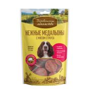ДЕРЕВЕНСКИЕ ЛАКОМСТВА Медальоны с мясом страуса для собак, 0,09 кг