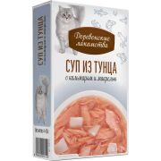 ДЕРЕВЕНСКИЕ ЛАКОМСТВА Пауч для кошек суп из тунца с кальмаром и макрелью 4 шт*0,035 кг