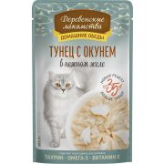 ДЕРЕВЕНСКИЕ ЛАКОМСТВА Пауч для кошек с тунцом и окунем в нежном желе 0,07 кг