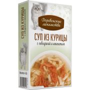 ДЕРЕВЕНСКИЕ ЛАКОМСТВА Пауч для кошек суп из курицы с говядиной и шпинатом 4 шт*0,035 кг