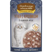 ДЕРЕВЕНСКИЕ ЛАКОМСТВА Пауч для кошек с уткой и кроликом в нежном желе 0,07 кг