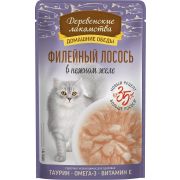 ДЕРЕВЕНСКИЕ ЛАКОМСТВА Пауч для кошек, филейный лосось в нежном желе 0,07 кг