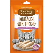 ДЕРЕВЕНСКИЕ ЛАКОМСТВА Колбаски докторские для кошек с крабом сурими 6*0,01 кг