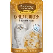 ДЕРЕВЕНСКИЕ ЛАКОМСТВА Пауч для кошек с курицей и лососем в нежном желе 0,07 кг