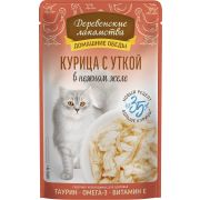 ДЕРЕВЕНСКИЕ ЛАКОМСТВА Пауч для кошек c курицей и уткой в нежном желе 0,07 кг