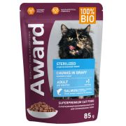 AWARD Пауч для взрослых стерилизованных кошек с лососем в соусе 0,085 кг