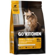 GO'KITCHEN Сухой корм для кошек и котят, для кожи и шерсти с курицей, фруктами и овощами 1,36 кг